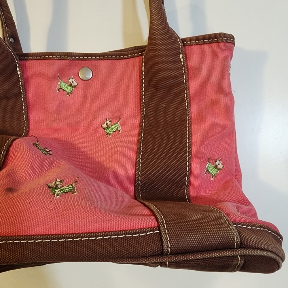 J. Crew pink and brown scotty dog cotton tote bag - Picture 4 of 10